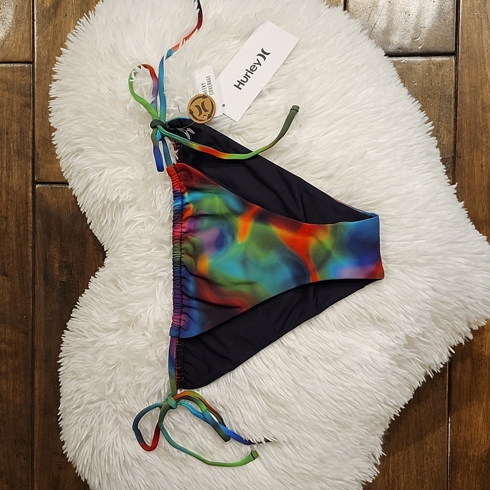 Hurley Nebula Cheeky Side Tie bikini bottoms size small NWT